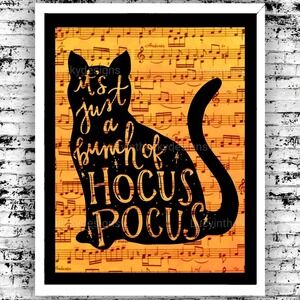 Binx Black Cat Hocus Pocus Halloween Art Print 8.5x11 Home Decor